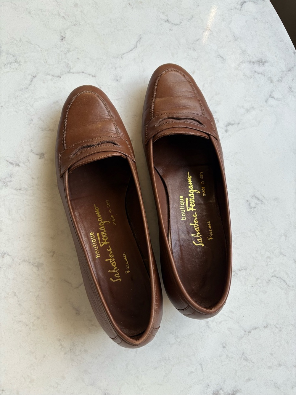 Salvatore Ferragamo Women’s Chestnut Brown Leather Penny Loafers